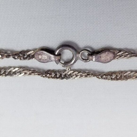 Vintage Sterling Silver Singapore Style Chain Necklace, Nice Length, Unisex - Picture 4 of 8
